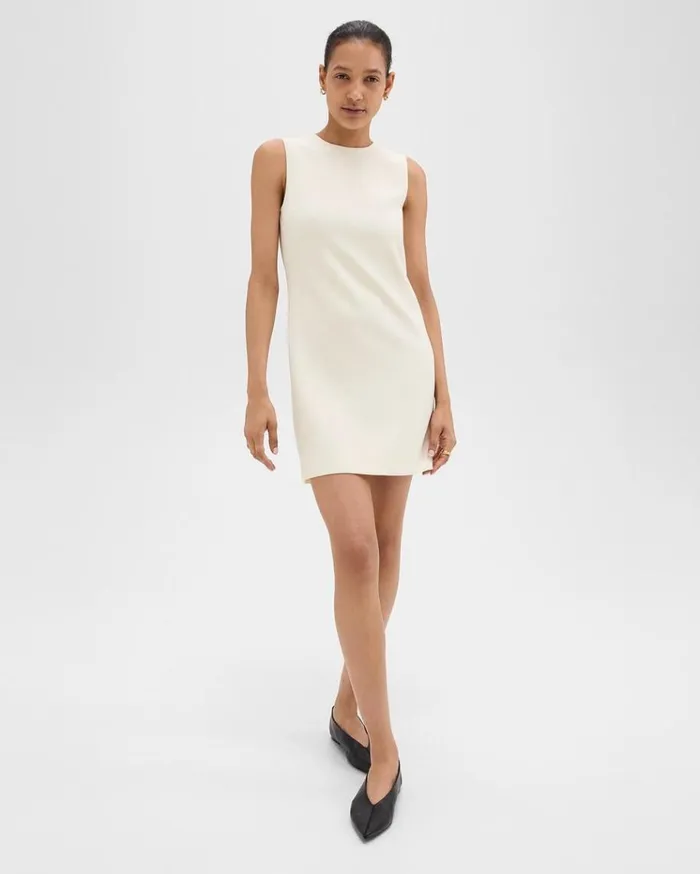 Theory Shift Dress In Admiral Crepe Rice Women Dresses