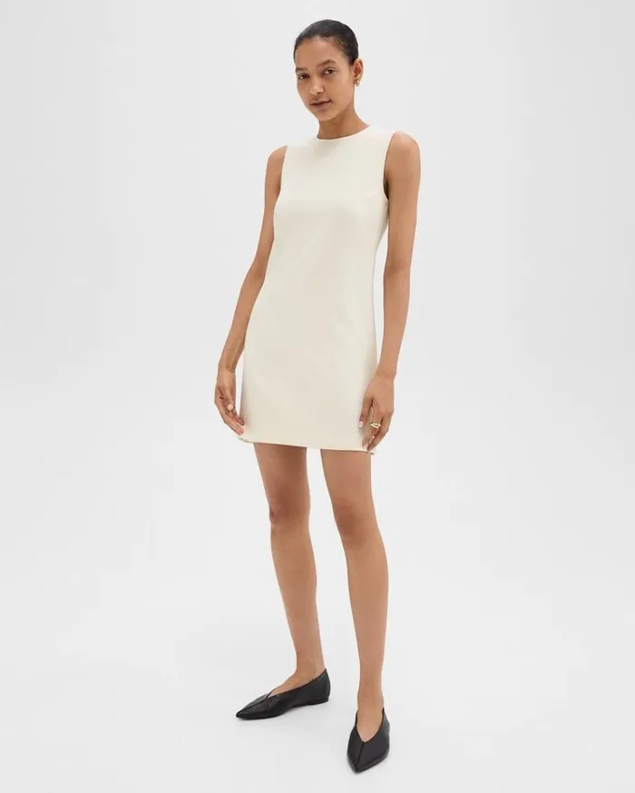 Theory Shift Dress In Admiral Crepe Rice Women Dresses