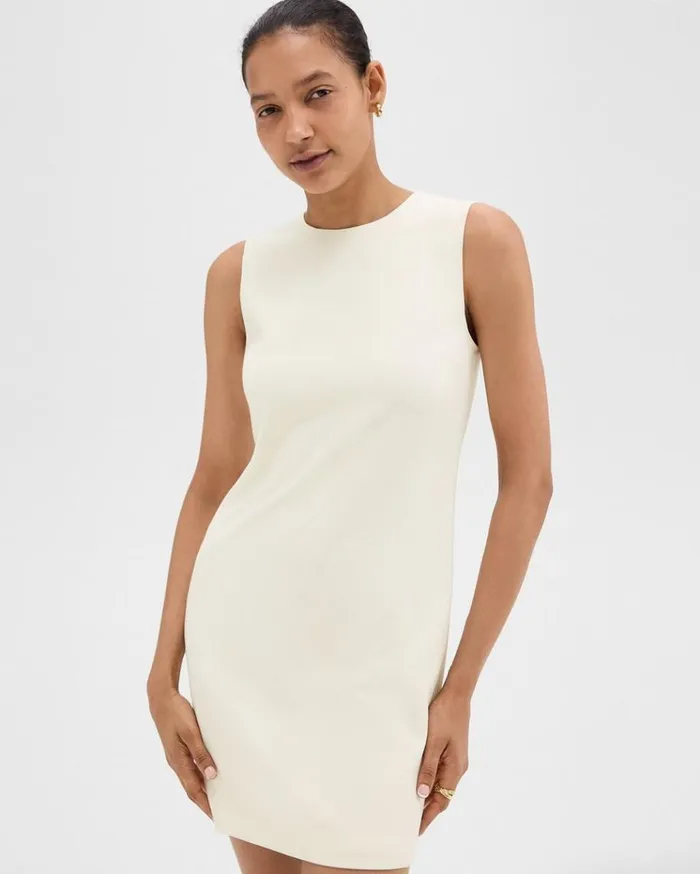 Theory Shift Dress In Admiral Crepe Rice Women Dresses