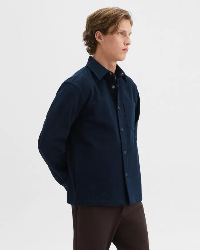 Theory Shirt Jacket In Moleskin Twill Baltic Men Outerwear Theory Shirt Jacket In Moleskin Twill Baltic Men Outerwear