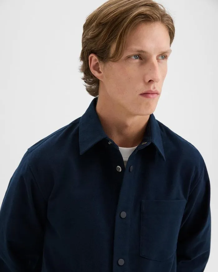 Theory Shirt Jacket In Moleskin Twill Baltic Men Outerwear Theory Shirt Jacket In Moleskin Twill Baltic Men Outerwear