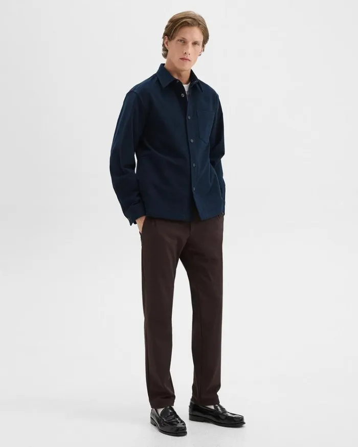 Theory Shirt Jacket In Moleskin Twill Baltic Men Outerwear Theory Shirt Jacket In Moleskin Twill Baltic Men Outerwear