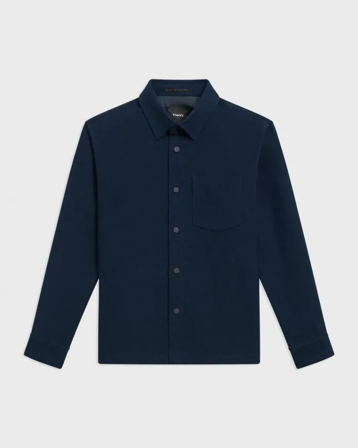 Theory Shirt Jacket In Moleskin Twill Baltic Men Outerwear Theory Shirt Jacket In Moleskin Twill Baltic Men Outerwear