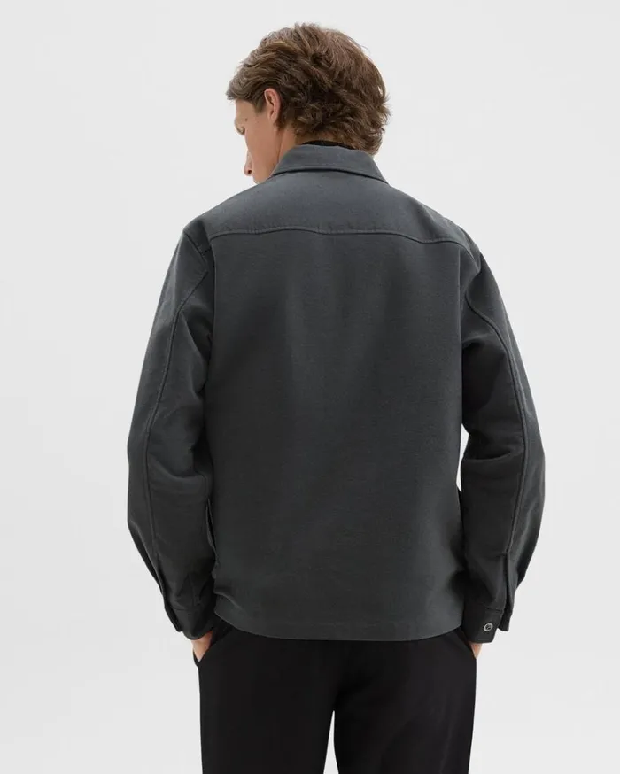 Theory Shirt Jacket In Moleskin Twill Graphite Men Outerwear Theory Shirt Jacket In Moleskin Twill Graphite Men Outerwear