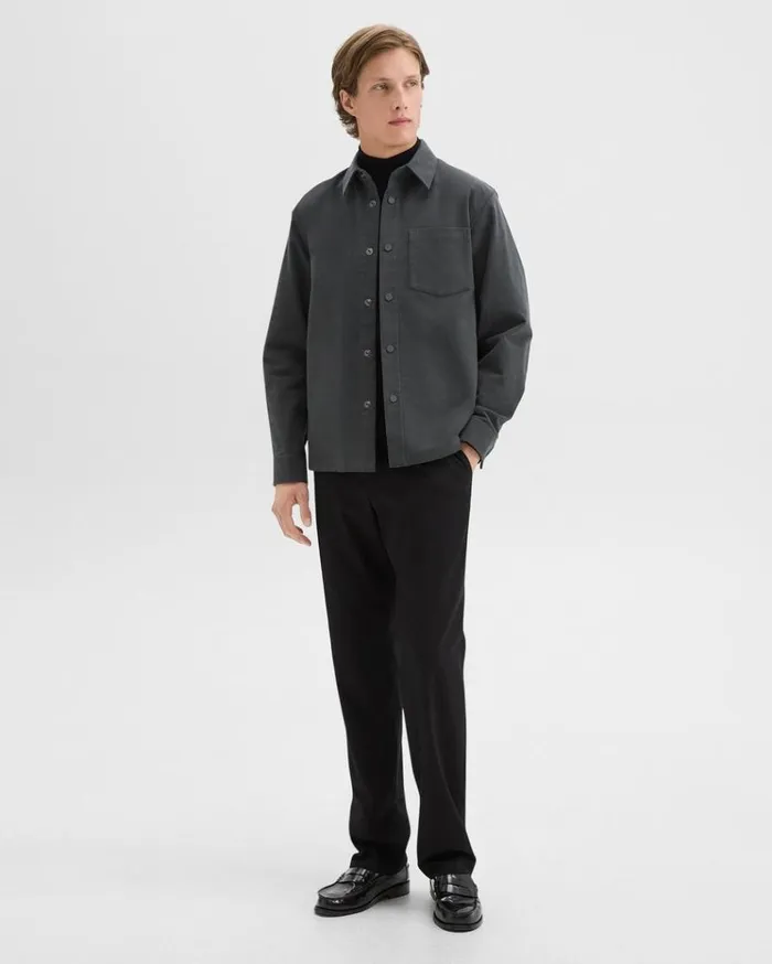 Theory Shirt Jacket In Moleskin Twill Graphite Men Outerwear Theory Shirt Jacket In Moleskin Twill Graphite Men Outerwear
