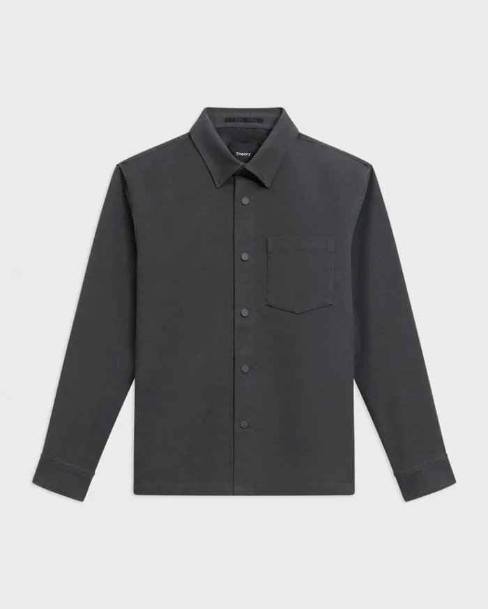 Theory Shirt Jacket In Moleskin Twill Graphite Men Outerwear Theory Shirt Jacket In Moleskin Twill Graphite Men Outerwear