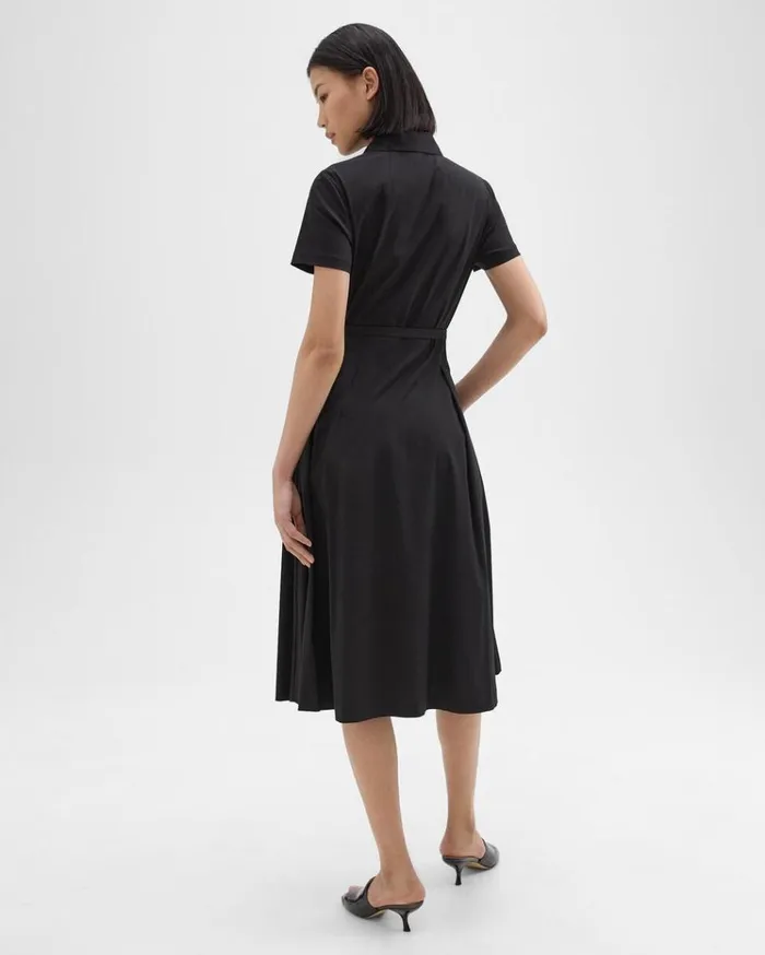 Theory ShortSleeve Shirt Dress In Good Cotton Black Women Dresses