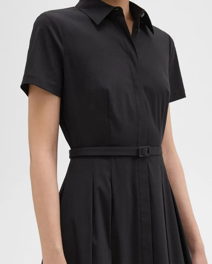 Theory ShortSleeve Shirt Dress In Good Cotton Black Women Dresses