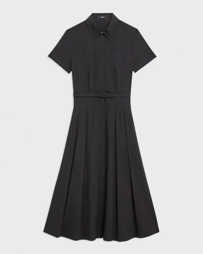 Theory ShortSleeve Shirt Dress In Good Cotton Black Women Dresses