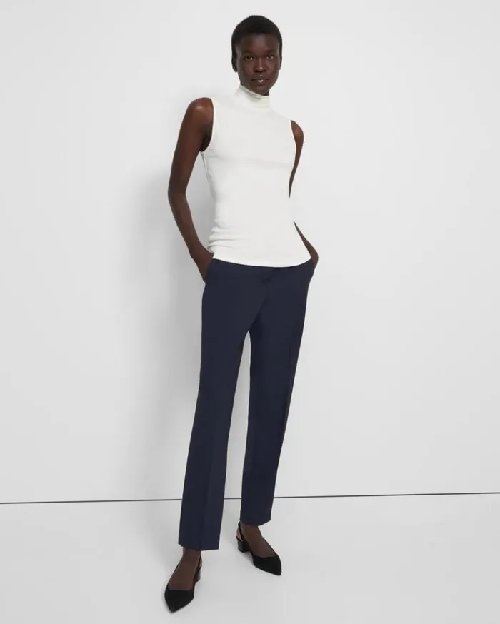 Theory Sleeveless Turtleneck Sweater In Ribbed Viscose Ivory Women TShirts Tank Tops Theory Sleeveless Turtleneck Sweater In Ribbed Viscose Ivory Women TShirts Tank Tops