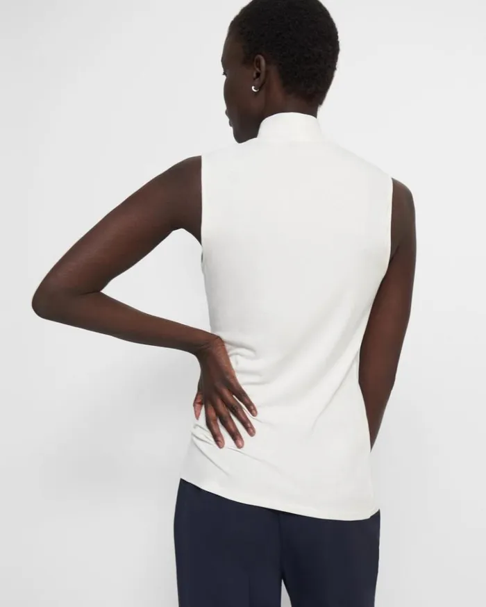 Theory Sleeveless Turtleneck Sweater In Ribbed Viscose Ivory Women TShirts Tank Tops Theory Sleeveless Turtleneck Sweater In Ribbed Viscose Ivory Women TShirts Tank Tops