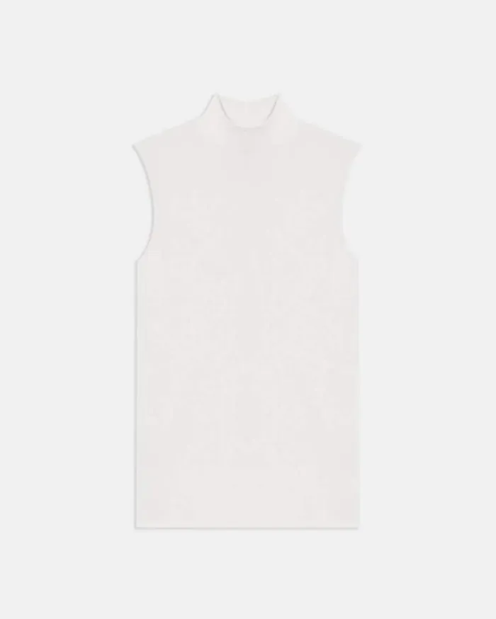 Theory Sleeveless Turtleneck Sweater In Ribbed Viscose Ivory Women TShirts Tank Tops Theory Sleeveless Turtleneck Sweater In Ribbed Viscose Ivory Women TShirts Tank Tops