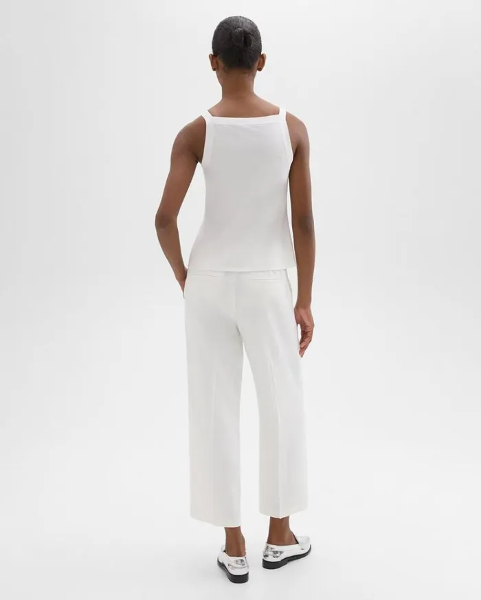Theory Straight PullOn Pant In LinenViscose Ivory Women Pants Theory Straight PullOn Pant In LinenViscose Ivory Women Pants