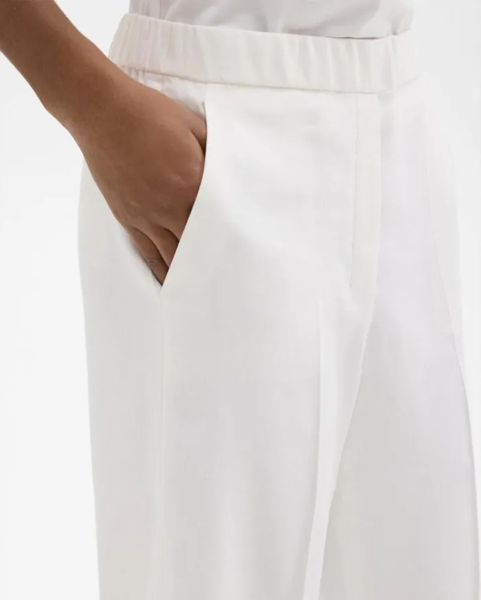 Theory Straight PullOn Pant In LinenViscose Ivory Women Pants Theory Straight PullOn Pant In LinenViscose Ivory Women Pants
