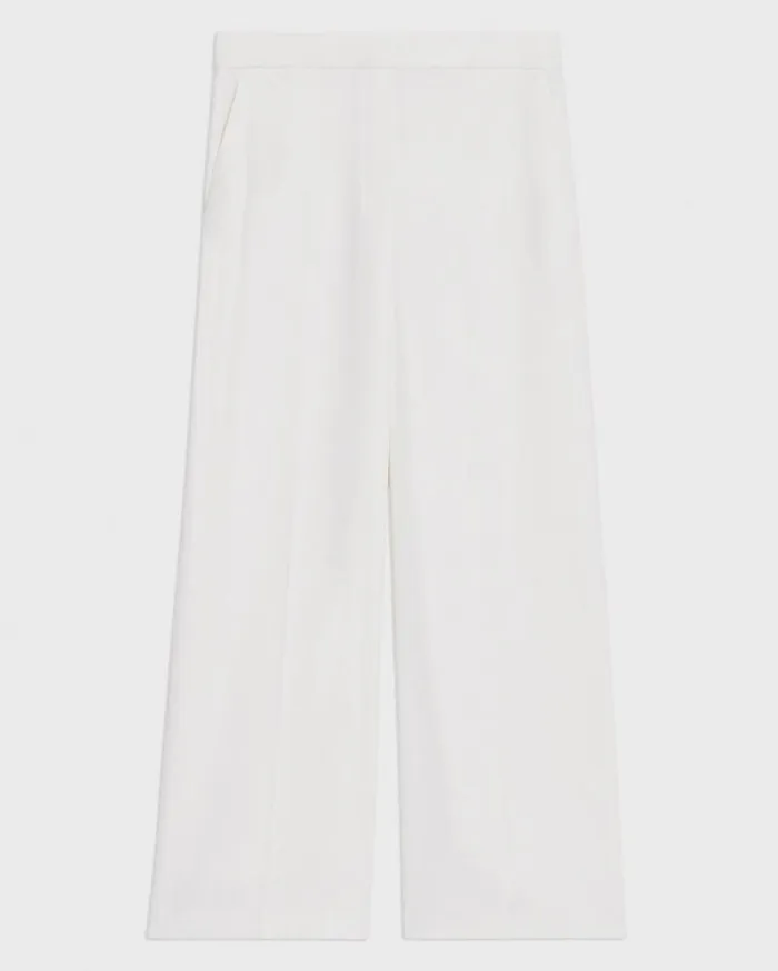 Theory Straight PullOn Pant In LinenViscose Ivory Women Pants Theory Straight PullOn Pant In LinenViscose Ivory Women Pants