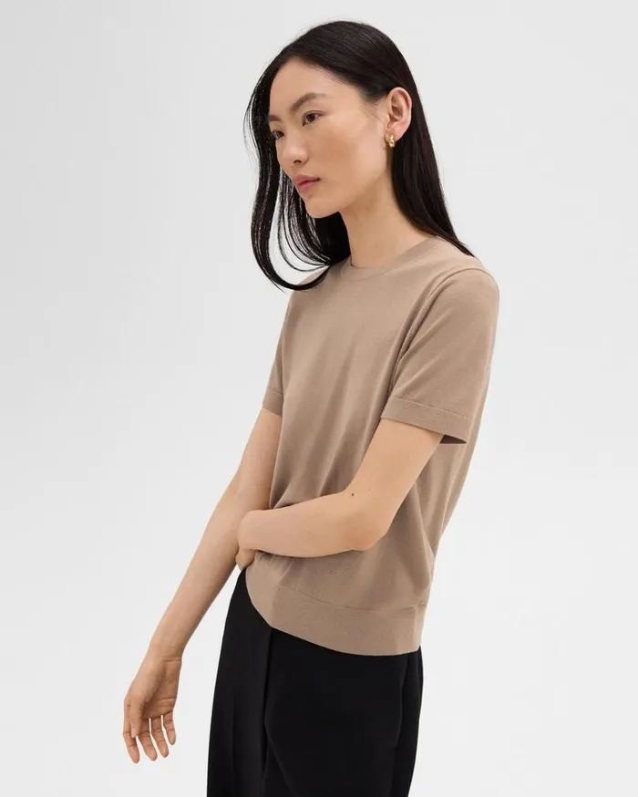 Theory Sweater Tee In Regal Wool Palomino Women Sweaters Cardigans