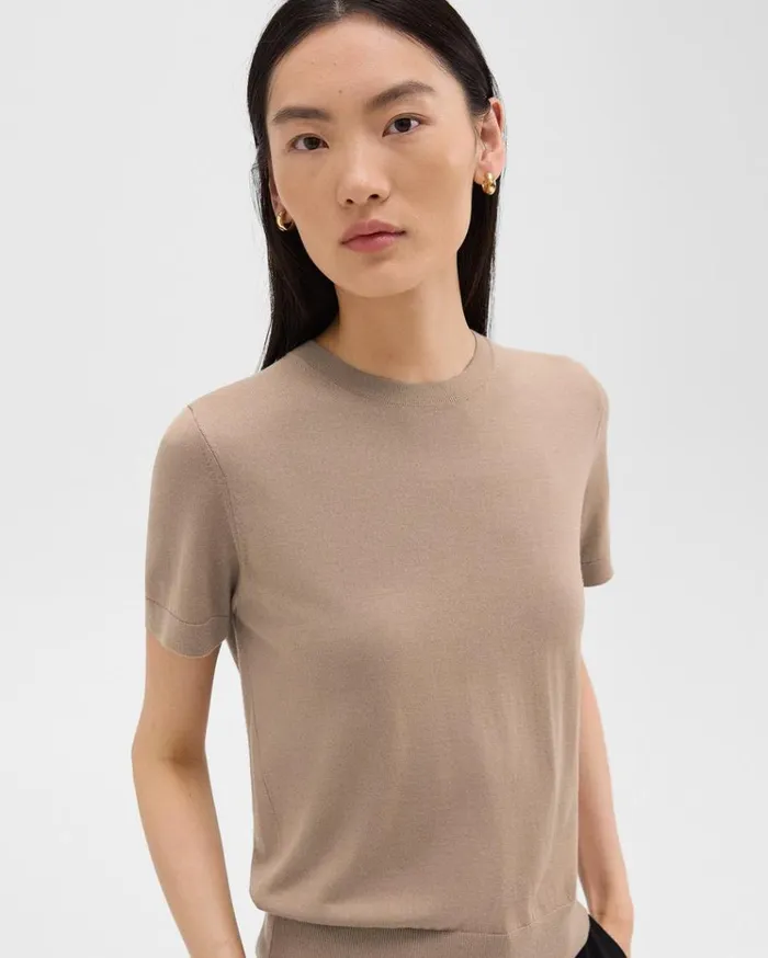 Theory Sweater Tee In Regal Wool Palomino Women Sweaters Cardigans