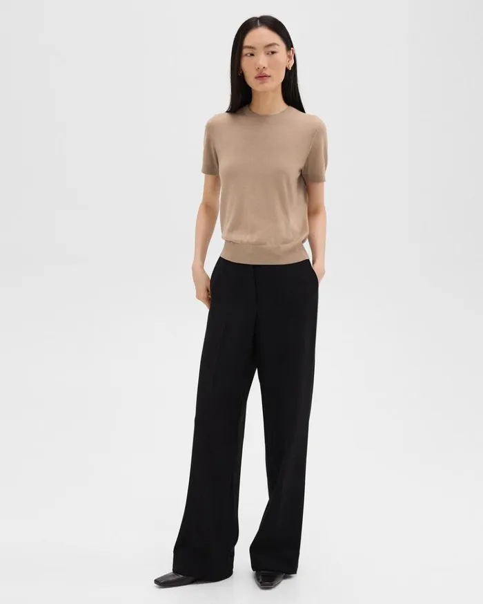 Theory Sweater Tee In Regal Wool Palomino Women Sweaters Cardigans