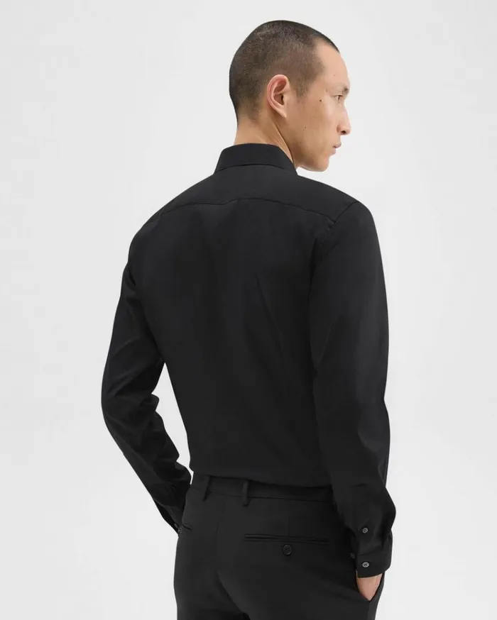 Theory Sylvain Shirt In Good Cotton Black Men Shirts