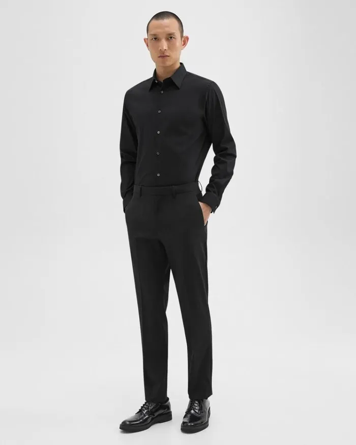 Theory Sylvain Shirt In Good Cotton Black Men Shirts