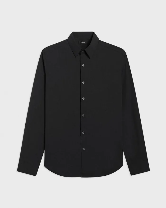 Theory Sylvain Shirt In Good Cotton Black Men Shirts