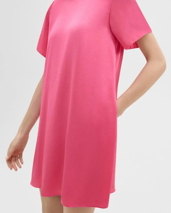 Theory TShirt Dress In Crushed Satin Pink Azalea Women Dresses Theory TShirt Dress In Crushed Satin Pink Azalea Women Dresses