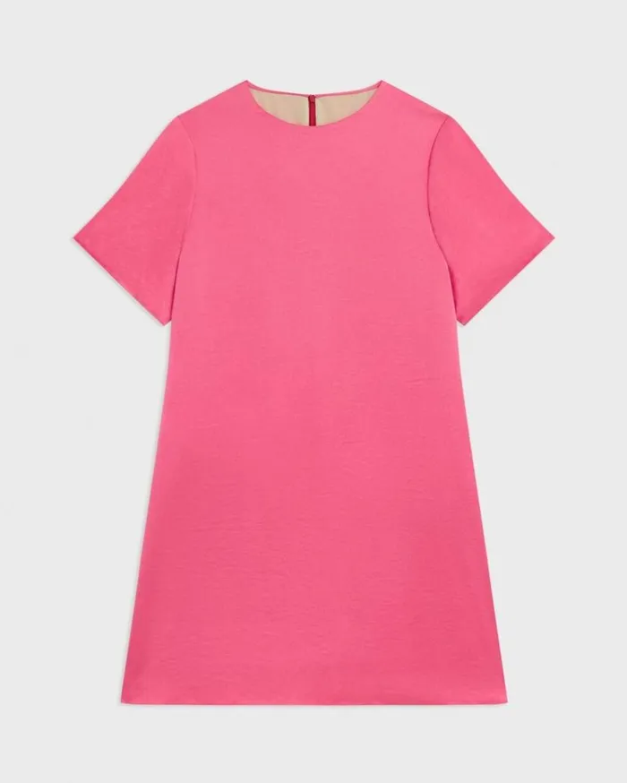 Theory TShirt Dress In Crushed Satin Pink Azalea Women Dresses Theory TShirt Dress In Crushed Satin Pink Azalea Women Dresses