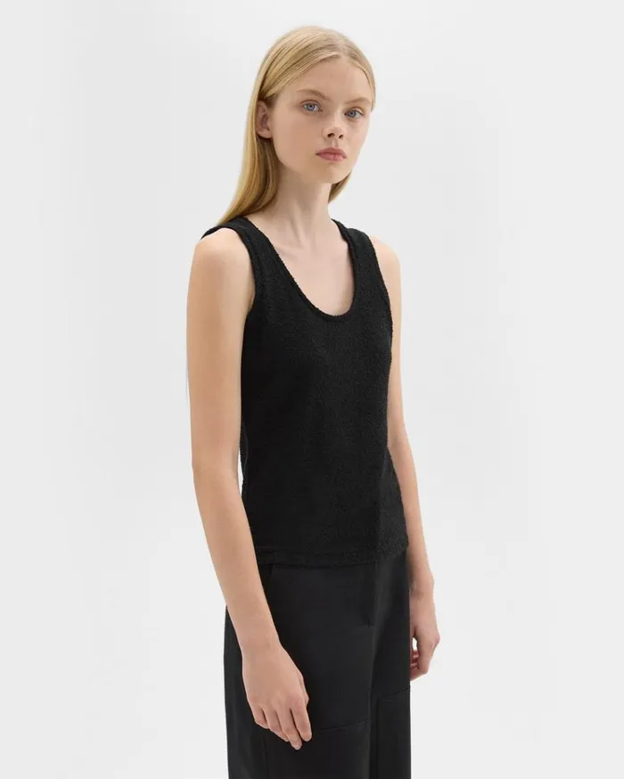 Theory Tiny Tank In Boucl Jersey Black Women TShirts Tank Tops Theory Tiny Tank In Boucl Jersey Black Women TShirts Tank Tops