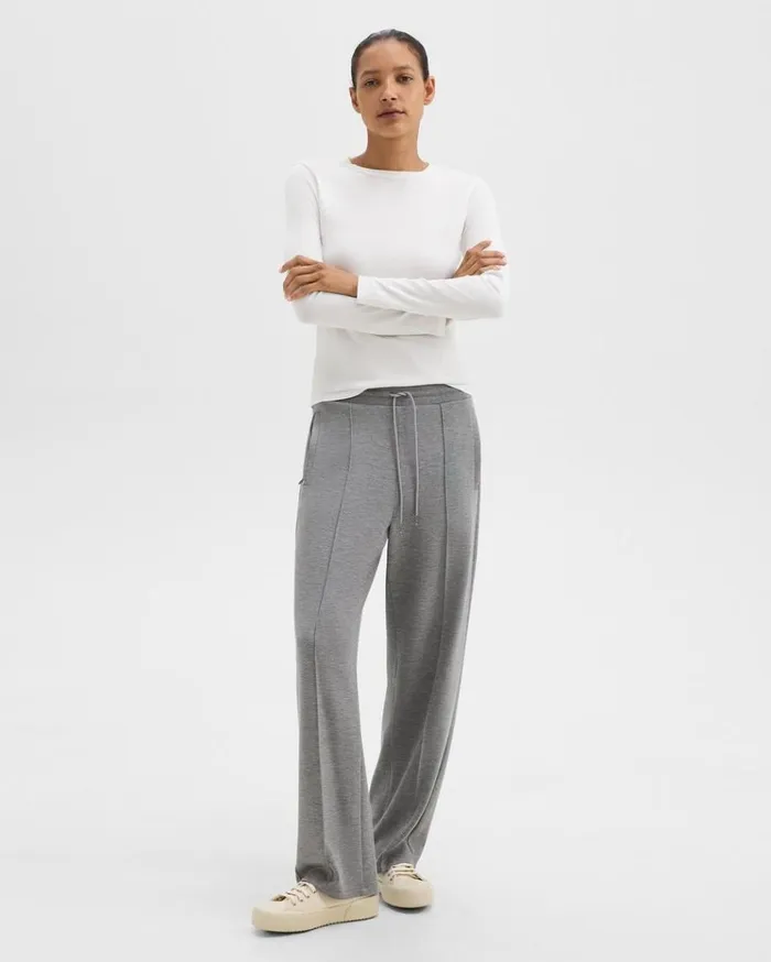 Theory Track Pant In DoubleKnit Jersey Grey Meloat Mel Women Pants
