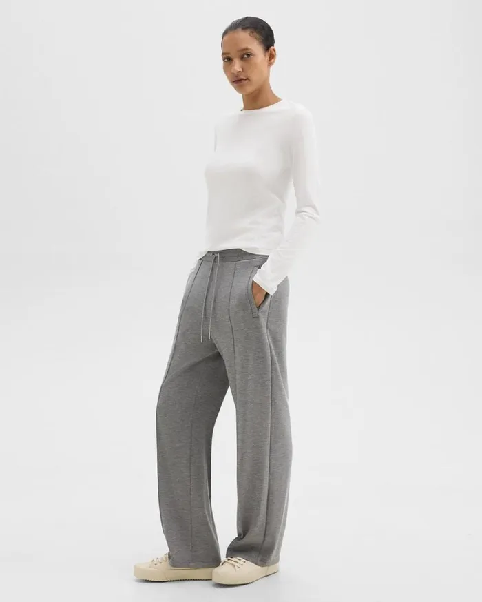 Theory Track Pant In DoubleKnit Jersey Grey Meloat Mel Women Pants Theory Track Pant In DoubleKnit Jersey Grey Meloat Mel Women Pants