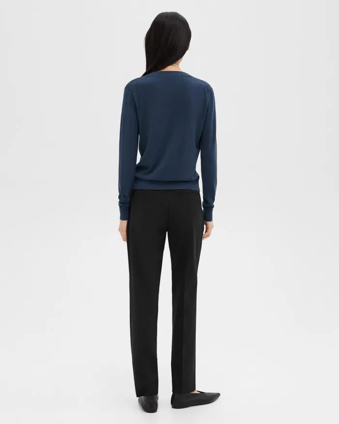 Theory Treeca Full Length Pant In Good Wool Black Women Pants