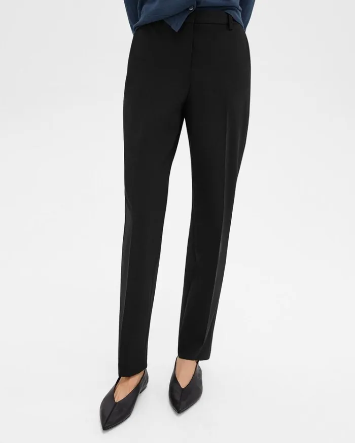 Theory Treeca Full Length Pant In Good Wool Black Women Pants