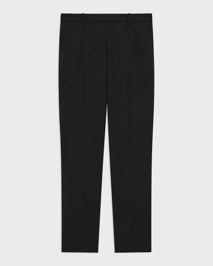 Theory Treeca Full Length Pant In Good Wool Black Women Pants