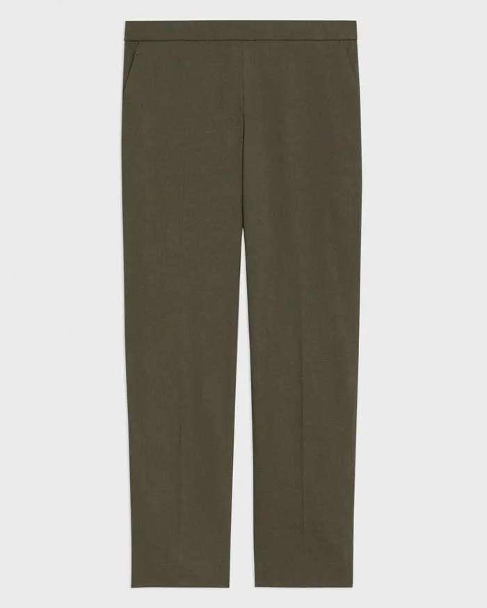 Theory Treeca PullOn Pant In Good Linen Dark Olive Women Pants