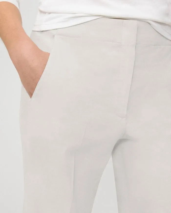Theory Wide Crop Pant In Good Linen Sand Women Pants