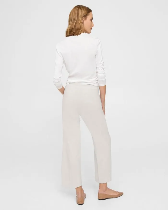 Theory Wide Crop Pant In Good Linen Sand Women Pants