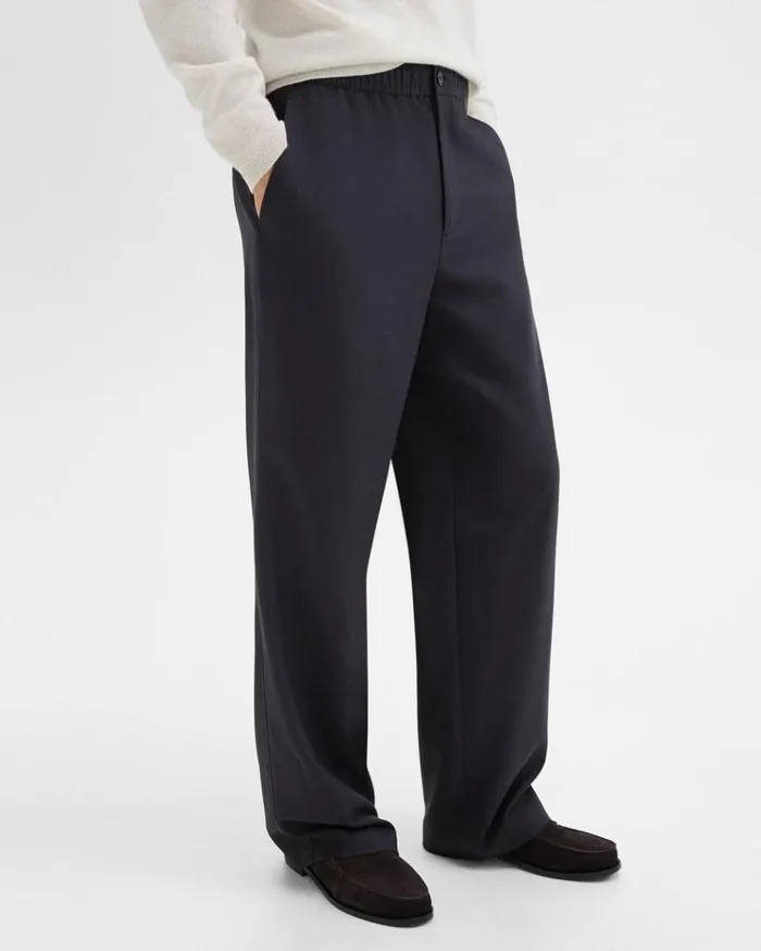 Theory WideLeg Drawstring Pant In Stretch Flannel Dark Navy Men Pants Theory WideLeg Drawstring Pant In Stretch Flannel Dark Navy Men Pants