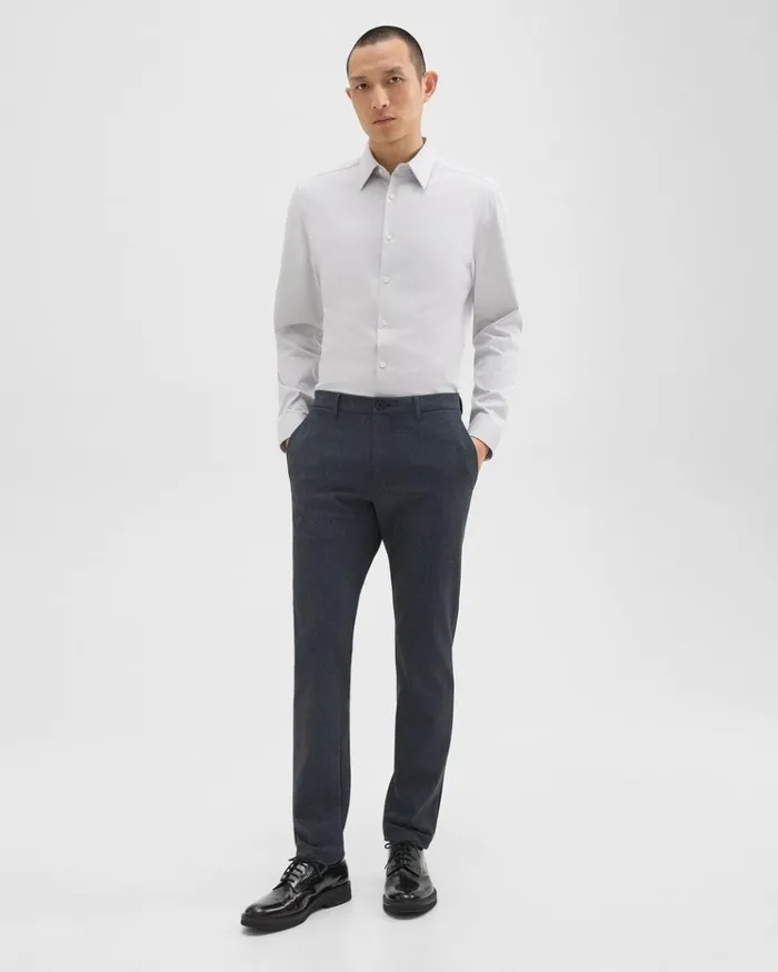 Theory Zaine Pant In Herringbone Precision Ponte Baltic Melange Men Suits