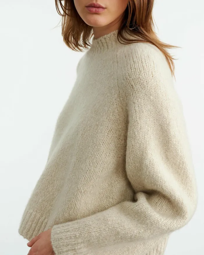 TOMASO SWEATER Beige Melange Women Nili Lotan Knits and Sweaters