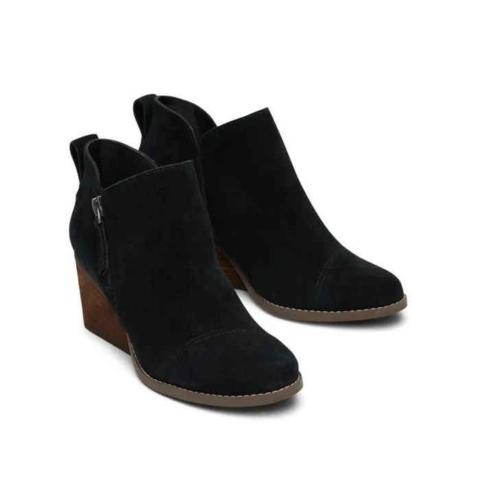 Toms Boots and Booties Goldie Wedge Ankle Bootie Black Suede 8211 Women Toms Boots and Booties Goldie Wedge Ankle Bootie Black Suede 8211 Women