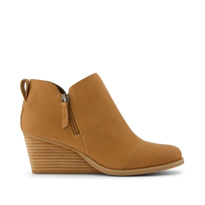 Toms Boots and Booties Goldie Wedge Boot Brown Leather 8211 Women