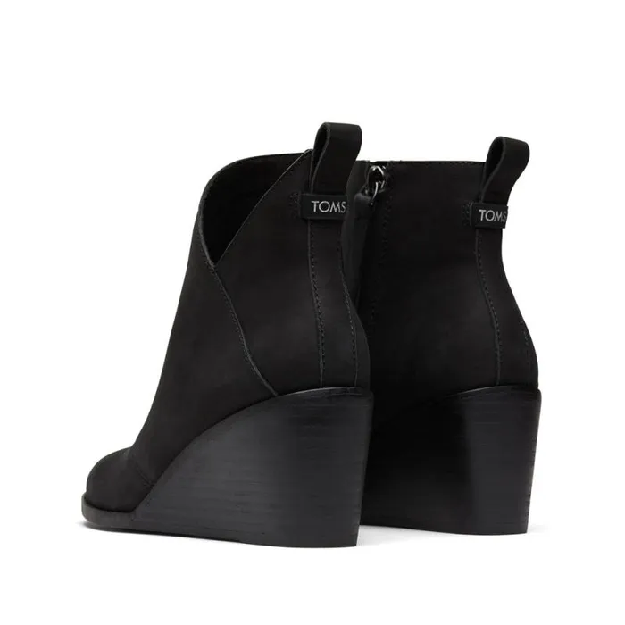 Toms Boots and Booties Sutton Wedge Ankle Bootie Black Leather 8211 Women Toms Boots and Booties Sutton Wedge Ankle Bootie Black Leather 8211 Women