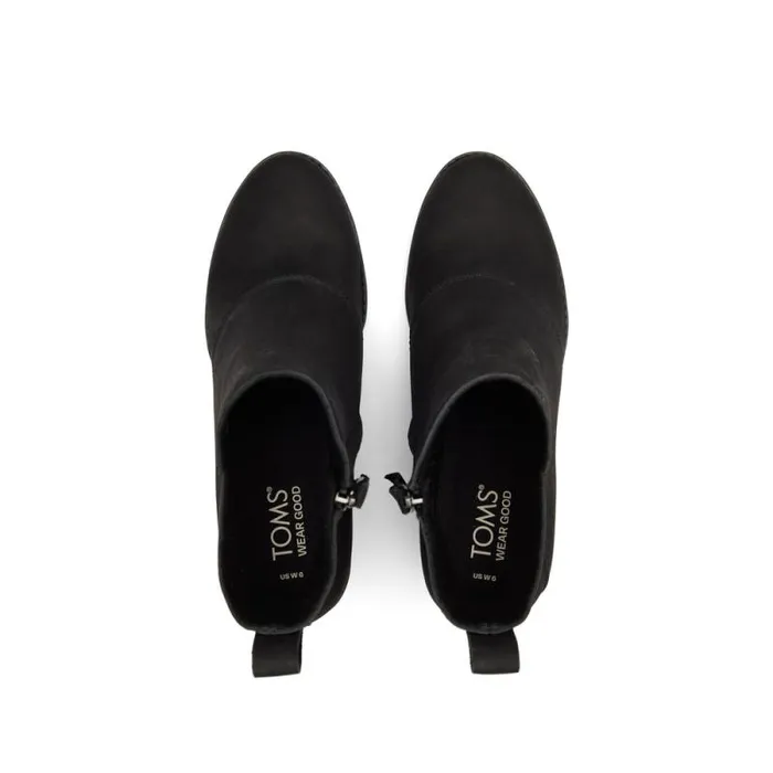 Toms Boots and Booties Sutton Wedge Ankle Bootie Black Leather 8211 Women Toms Boots and Booties Sutton Wedge Ankle Bootie Black Leather 8211 Women