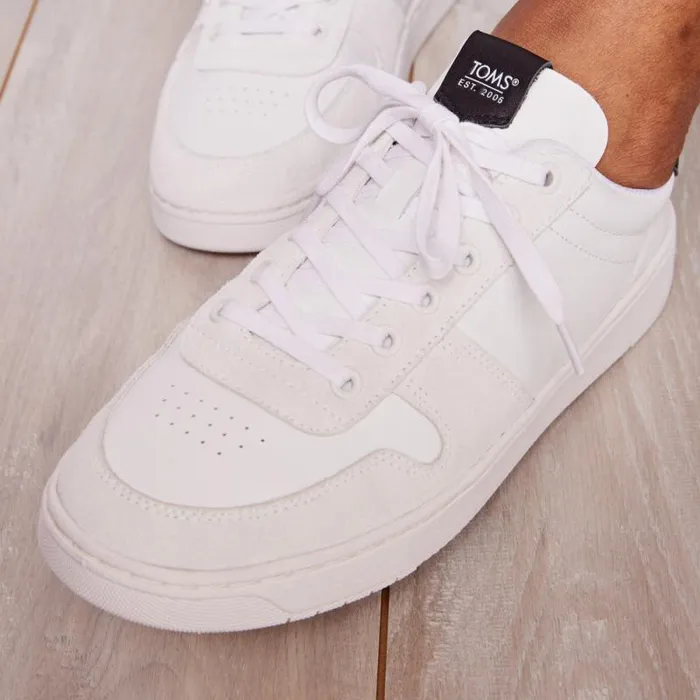Toms Dress Casual TRVL LITE Court Sneaker White With Black Leather 8211 Men Toms Dress Casual TRVL LITE Court Sneaker White With Black Leather 8211 Men