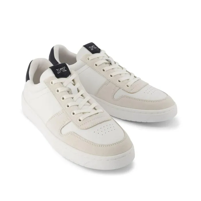 Toms Dress Casual TRVL LITE Court Sneaker White With Black Leather 8211 Men Toms Dress Casual TRVL LITE Court Sneaker White With Black Leather 8211 Men