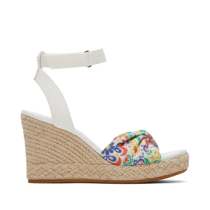Toms Espadrilles Marisela Wedge Sandal White Jacquard Mediterranean Tiles 8211 Women Toms Espadrilles Marisela Wedge Sandal White Jacquard Mediterranean Tiles 8211 Women