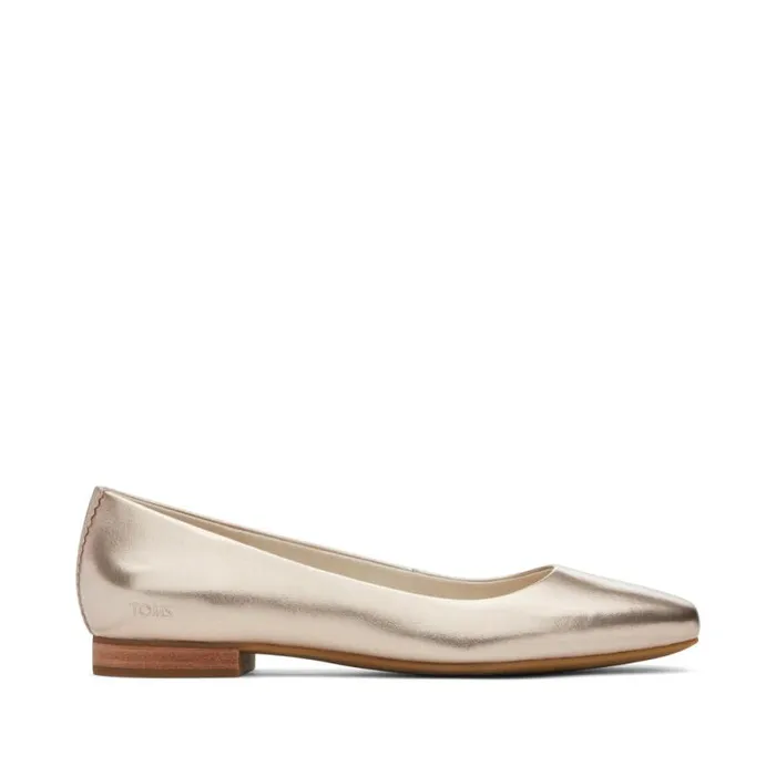 Toms Flats and Loafers Briella Flat Leather Metallic Gold 8211 Women
