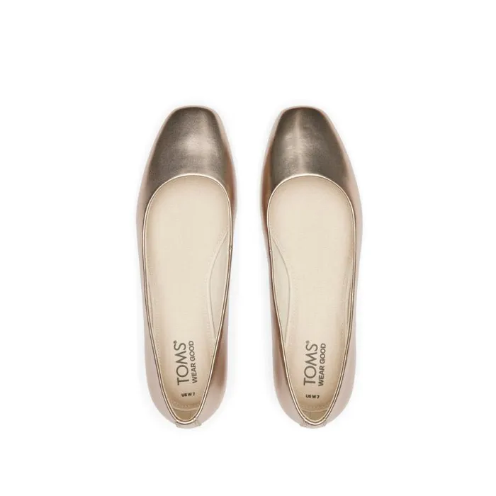 Toms Flats and Loafers Briella Flat Leather Metallic Gold 8211 Women Toms Flats and Loafers Briella Flat Leather Metallic Gold 8211 Women
