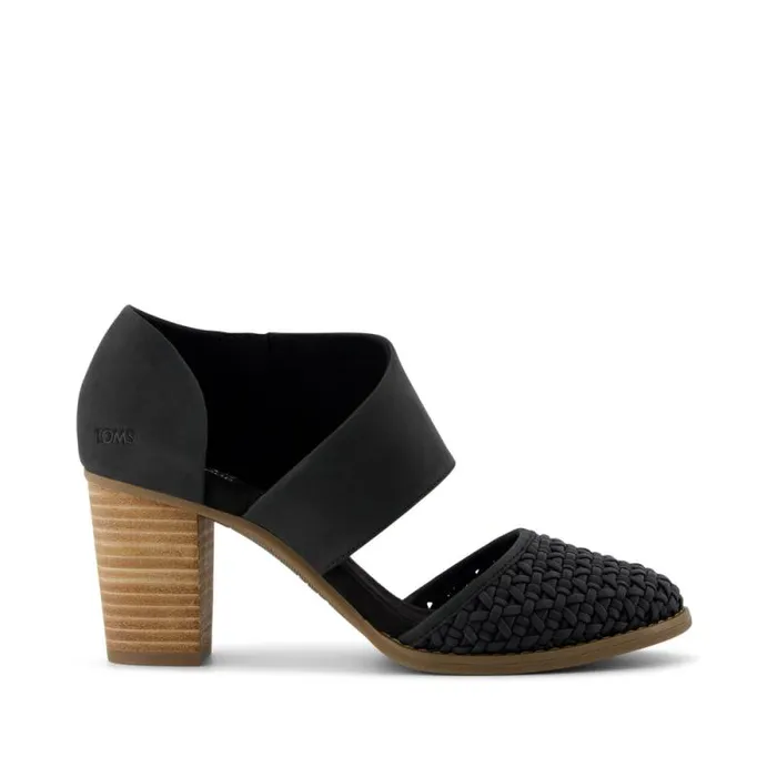 Toms Heels and Wedges Milan Closed Toe Heel Black Geo Basket Pu Leather 8211 Women