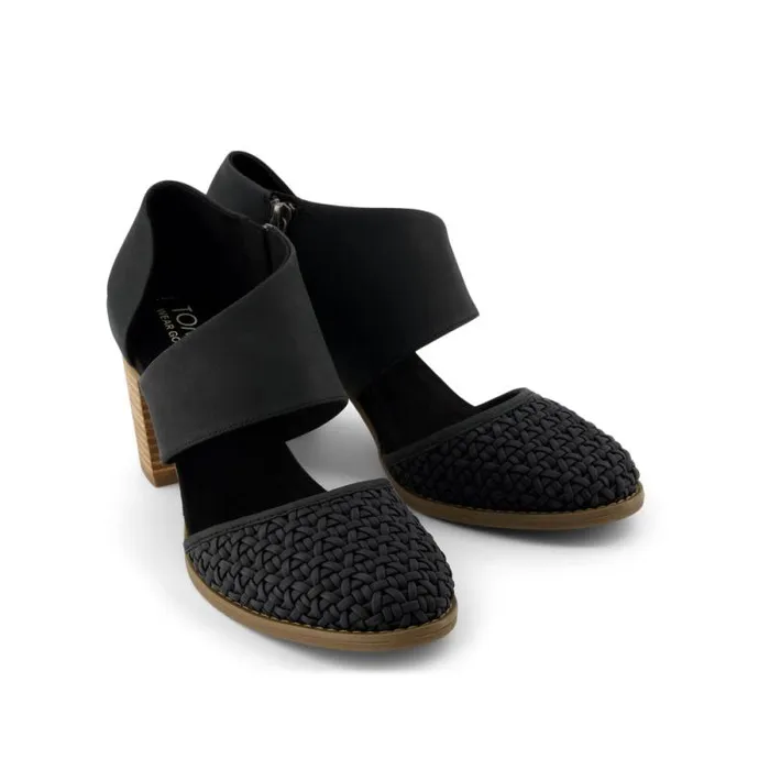 Toms Heels and Wedges Milan Closed Toe Heel Black Geo Basket Pu Leather 8211 Women Toms Heels and Wedges Milan Closed Toe Heel Black Geo Basket Pu Leather 8211 Women